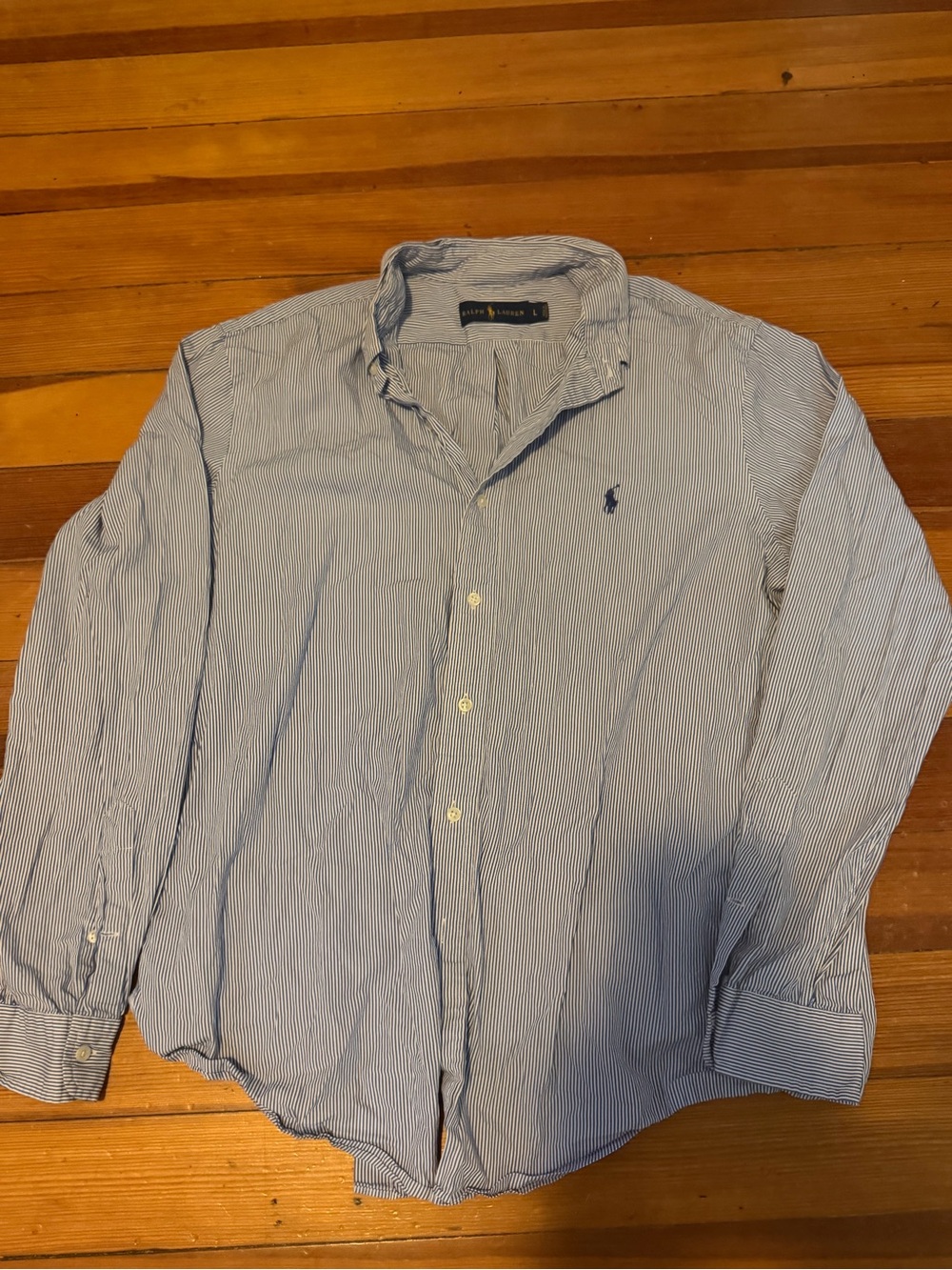 Men’s Ralph Lauren Blue Pinstripe Classic Fit Dress Shirt